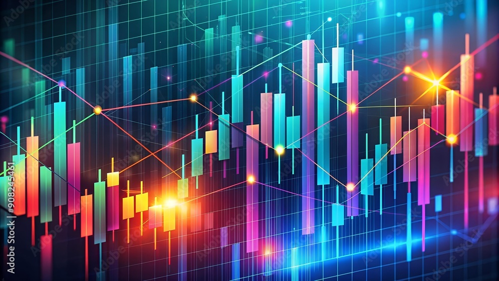 Abstract Candle Stick Chart Monitoring with Geometric Shapes generative AI Abstract Candle Stick Chart Monitoring with Geometric Shapes generative AI
