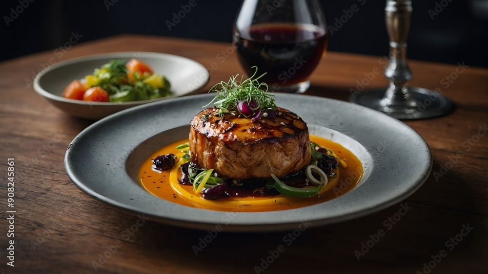 Artistic and elegant restaurant meal perfect for a special dining experience Artistic and elegant restaurant meal perfect for a special dining experience