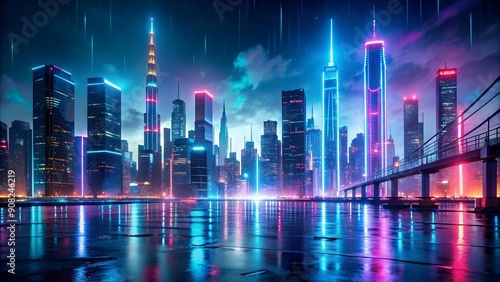 Neon Cityscape: A Symphony of Light and Shadow generative AI