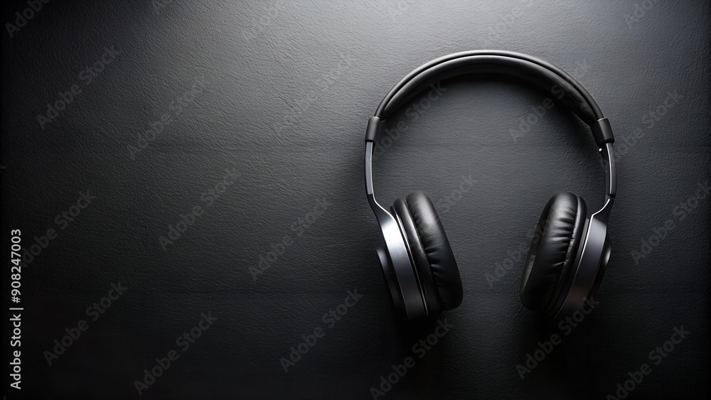 Silhouettes of Sound: A Minimalist Depiction of Headphones on a Black Surface Generative AI Silhouettes of Sound: A Minimalist Depiction of Headphones on a Black Surface Generative AI