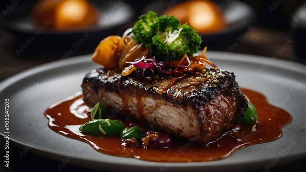 Upscale dining with elegant and visually appealing gourmet cuisine Upscale dining with elegant and visually appealing gourmet cuisine