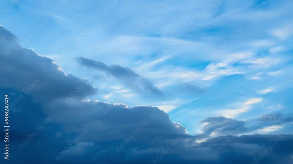 The rain clouds slowly part revealing a burst of vibrant blue sky as the storm passes by. The rain clouds slowly part revealing a burst of vibrant blue sky as the storm passes by.