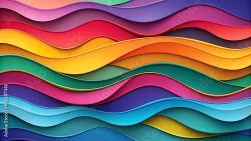 Abstract Papercut Symphony: A Vibrant Tapestry of Intertwined Waves AI generated