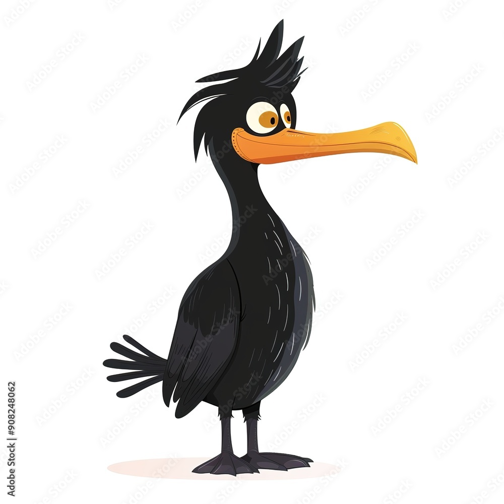Fototapeta premium Cormorant Sustainable animal fashion cartoon isolated whitebackground 16:9
