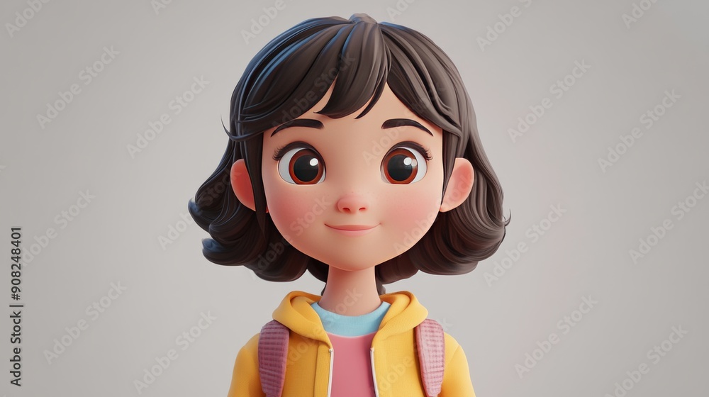 3d cartoon character view of the animation layer. 3d girl. Illustrations 3d cartoon character view of the animation layer. 3d girl. Illustrations