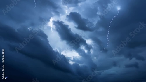 The pit view shows the intense turbulence inside the thunderhead clouds swirling and lightning flashing all around.