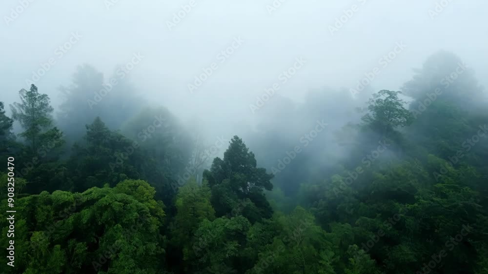 A sense of tranquility washes over the rainforest as the fog gently envelops the treetops creating a serene and peaceful atmosphere. A sense of tranquility washes over the rainforest as the fog gently envelops the treetops creating a serene and peaceful atmosphere.