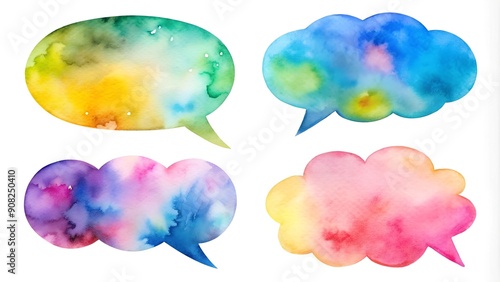 Whimsical Watercolor Speech Bubbles with Uplifting Quotes  AI Generated