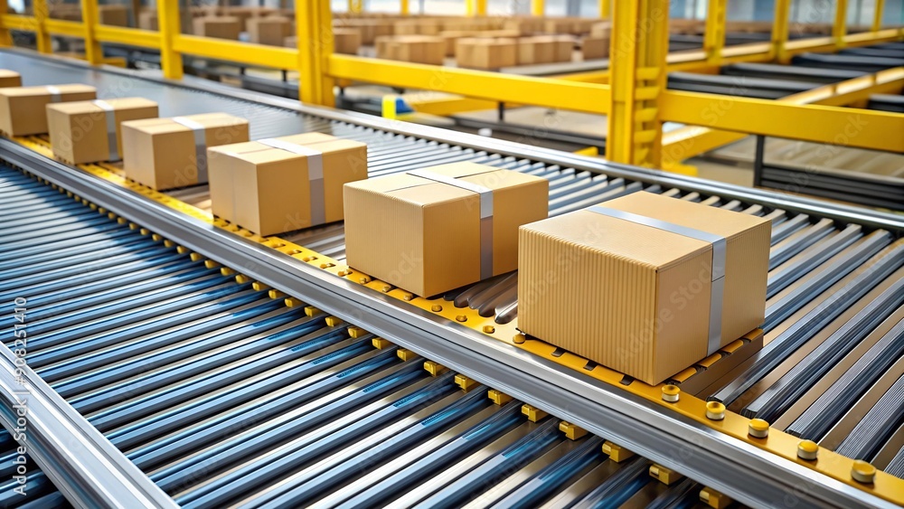 Conveyor Belt Efficiency: A Visual Representation of Modern Logistics Generative AI Conveyor Belt Efficiency: A Visual Representation of Modern Logistics Generative AI