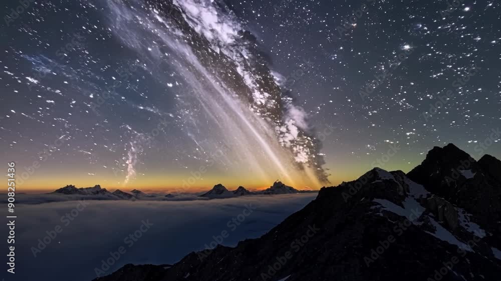 A view from a mountaintop where the thin atmosphere is visibly thinner and provides a clear view of the stars. A view from a mountaintop where the thin atmosphere is visibly thinner and provides a clear view of the stars.