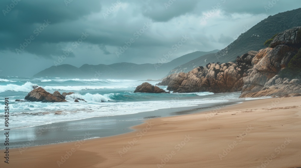 A person strolling along the shore, with the ocean waves in the background A person strolling along the shore, with the ocean waves in the background