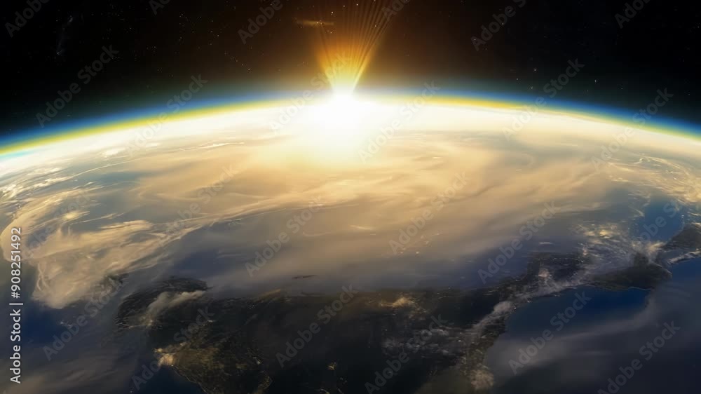 A hazy glow blankets the edge of the Earth signaling the transition from day to night. A hazy glow blankets the edge of the Earth signaling the transition from day to night.