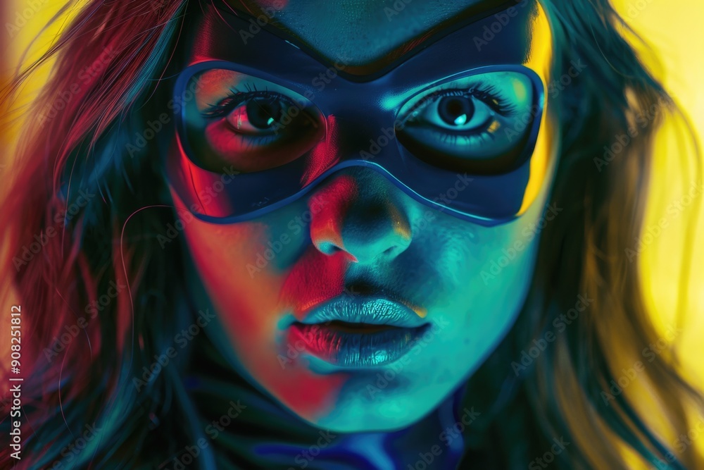 A close-up shot of a person wearing a mask, ideal for use in scenes where anonymity is key A close-up shot of a person wearing a mask, ideal for use in scenes where anonymity is key