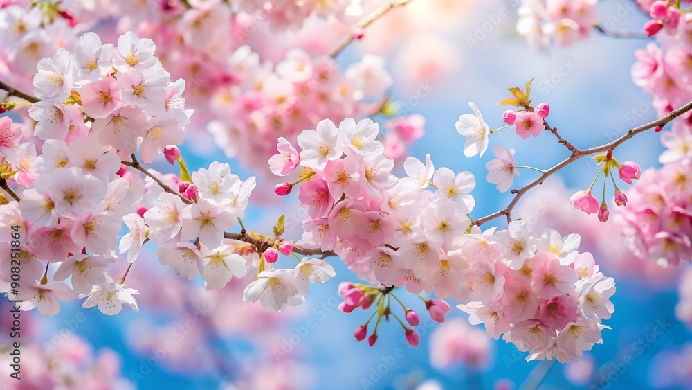 Tranquil Tapestry of Pink and White Cherry Blossoms Generative AI Tranquil Tapestry of Pink and White Cherry Blossoms Generative AI