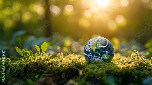 Green Growth on Miniature Earth for Sustainability © BG_Illustrations