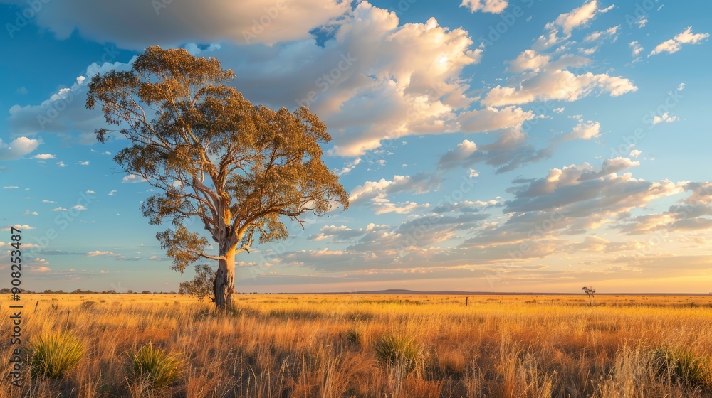 Obraz premium Golden Field with Trees 19