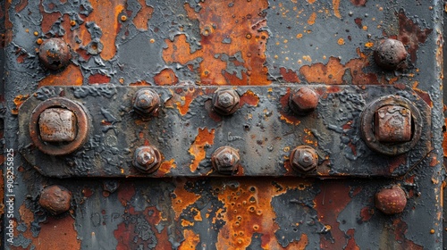 High-resolution capture of metal with rust and patina, featuring vivid abstract patterns and intricate textures, with close-up focus on the aged and detailed surface © bonz