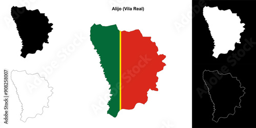 Alijo municipality outline map set