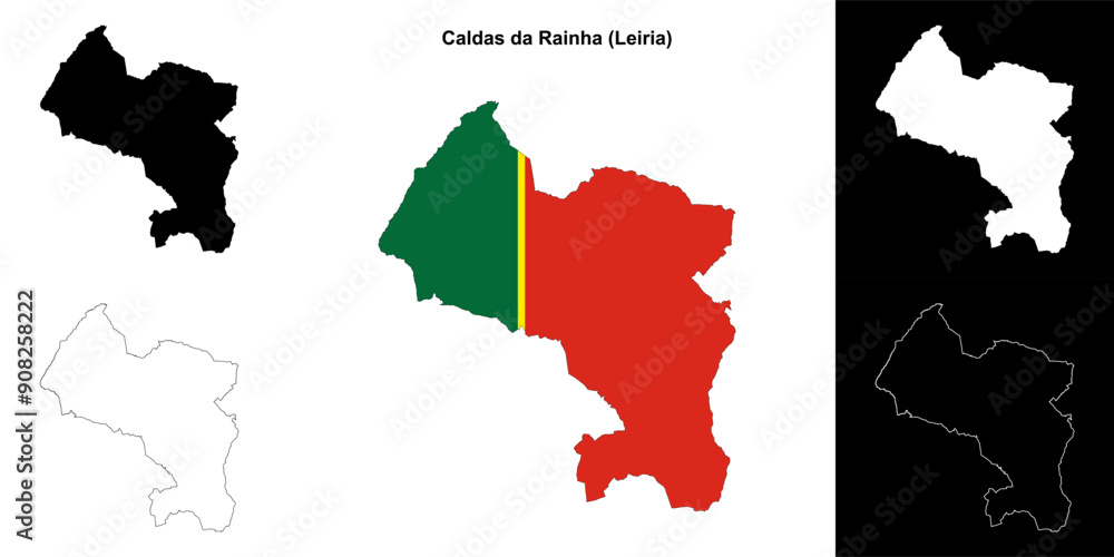 Fototapeta premium Caldas da Rainha municipality outline map set