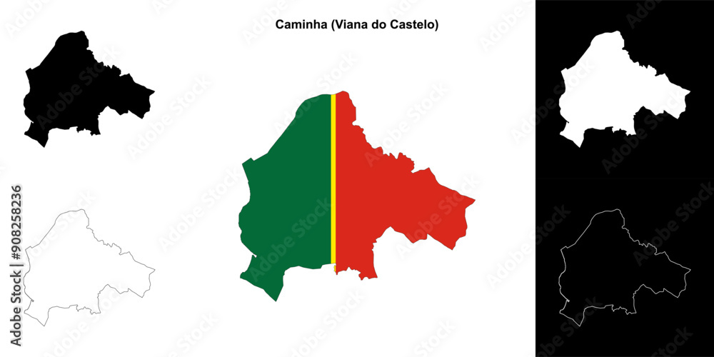 Fototapeta premium Caminha municipality outline map set