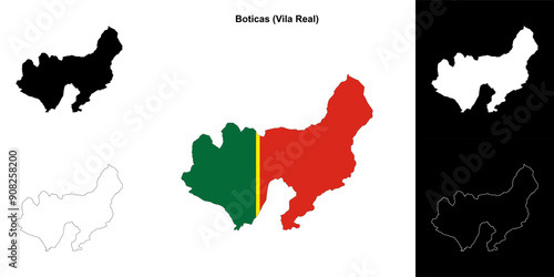 Boticas municipality outline map set