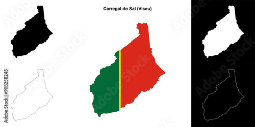 Carregal do Sal municipality outline map set