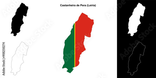 Castanheira de Pera municipality outline map set