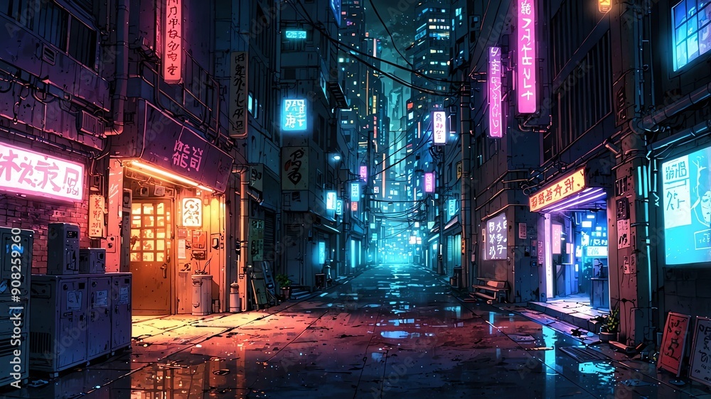 cyberpunk alley a gritty neonlit alley filled with cyb anime cyberpunk alley a gritty neonlit alley filled with cyb anime