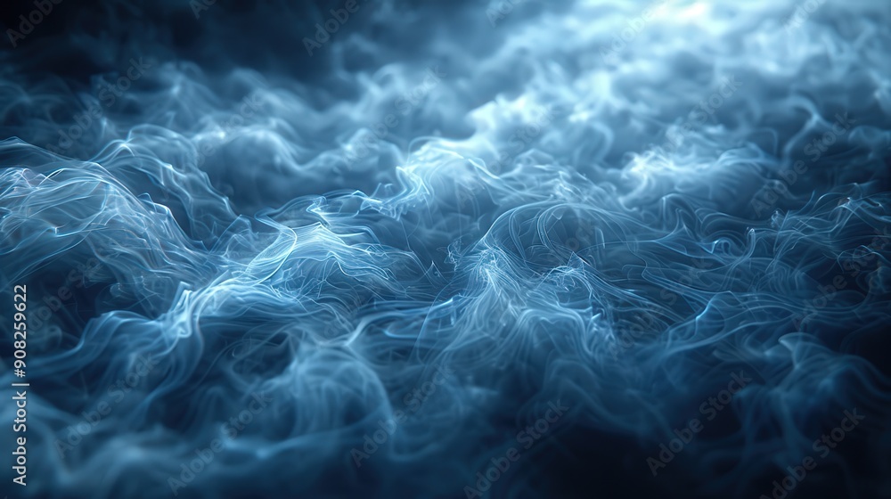 Obraz premium Crystal-clear photo of dark background with wispy smoke trails forming abstract, ethereal shapes, showcasing the fine, flowing details and transparency of the smoke