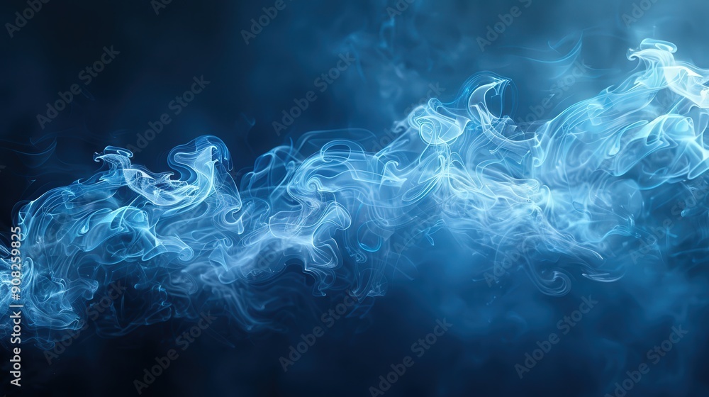 Obraz premium Crystal-clear photo of dark background with smoke trails forming ethereal shapes, highlighting the delicate and intricate flow of the smoke with detailed clarity