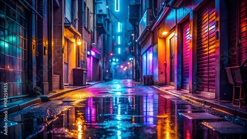 Neon Reflections in a Rain-Soaked Alleyway Generative AI