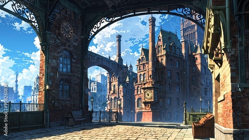 steampunk city a city with victorianinspired architect anime photo