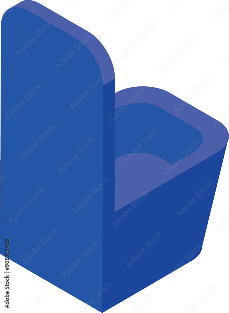 Simple 3d illustration of a blue waiting room chair with a high back Simple 3d illustration of a blue waiting room chair with a high back