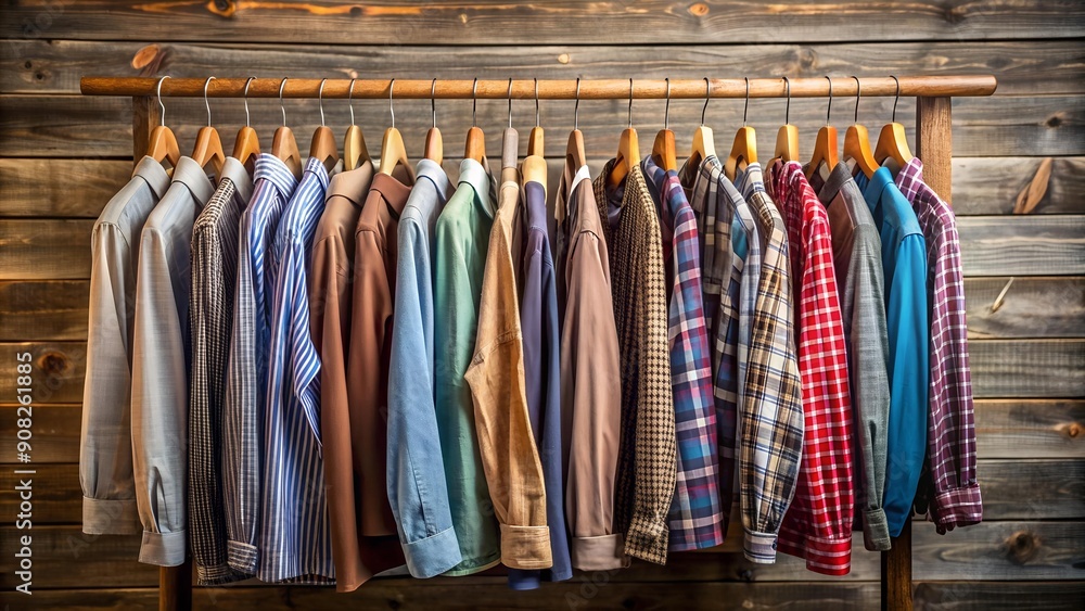 Rustic Wooden Clothes Rack with Flowing Fabrics Generative AI Rustic Wooden Clothes Rack with Flowing Fabrics Generative AI