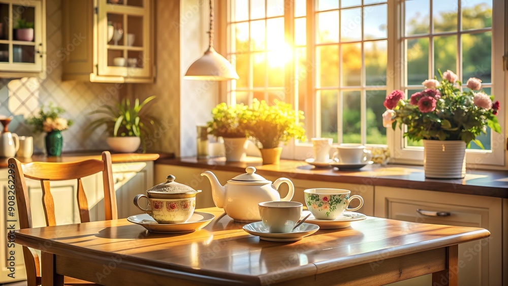 Sunlit Morning Tea for Two: A Gentle Glow in a Cozy Kitchen Generative AI Sunlit Morning Tea for Two: A Gentle Glow in a Cozy Kitchen Generative AI