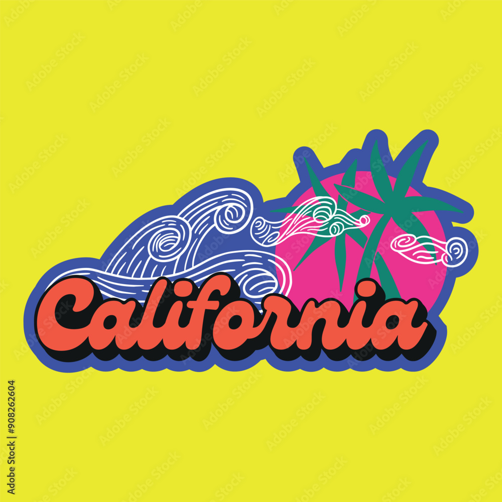 California republic and Miami t-shirt and apparel vector designs, typography, prints, labels, posters. Global swatches, surf California republic and Miami t-shirt and apparel vector designs, typography, prints, labels, posters. Global swatches, surf