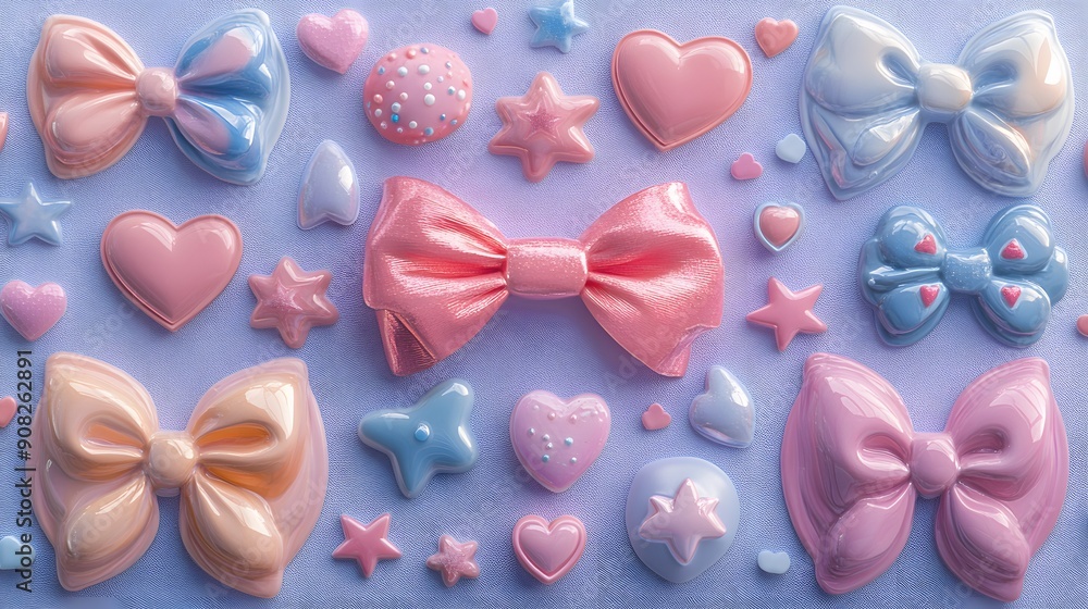 Cute and vibrant sticker set with pastel pink bows, hearts, and star designs, all with a touch of metallic flair. Ideal for gifts. Cute and vibrant sticker set with pastel pink bows, hearts, and star designs, all with a touch of metallic flair. Ideal for gifts.