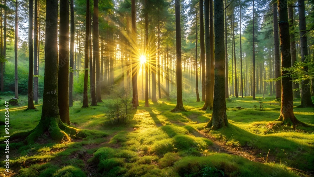 Golden Hour in the Emerald Forest AI generated Golden Hour in the Emerald Forest AI generated