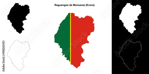 Reguengos de Monsaraz municipality outline map set