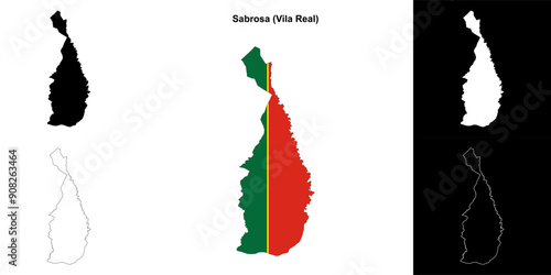 Sabrosa municipality outline map set