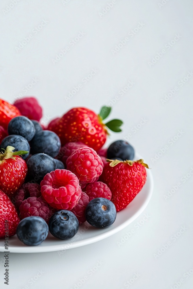 Natural Bio fresh juicy berries in a plate Generative AI Natural Bio fresh juicy berries in a plate Generative AI