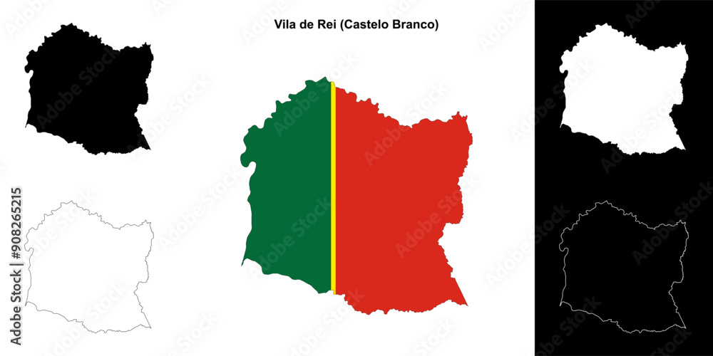 Fototapeta premium Vila de Rei municipality outline map set