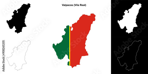 Valpacos municipality outline map set