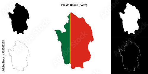 Vila do Conde municipality outline map set