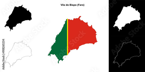 Vila do Bispo municipality outline map set