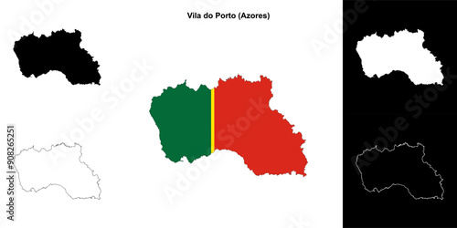 Vila do Porto municipality outline map set