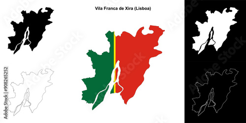 Vila Franca de Xira municipality outline map set
