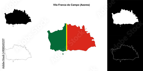 Vila Franca do Campo municipality outline map set