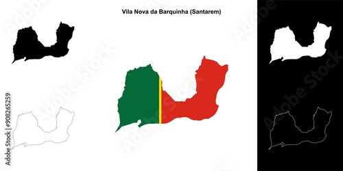 Vila Nova da Barquinha municipality outline map set