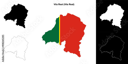 Vila Real municipality outline map set